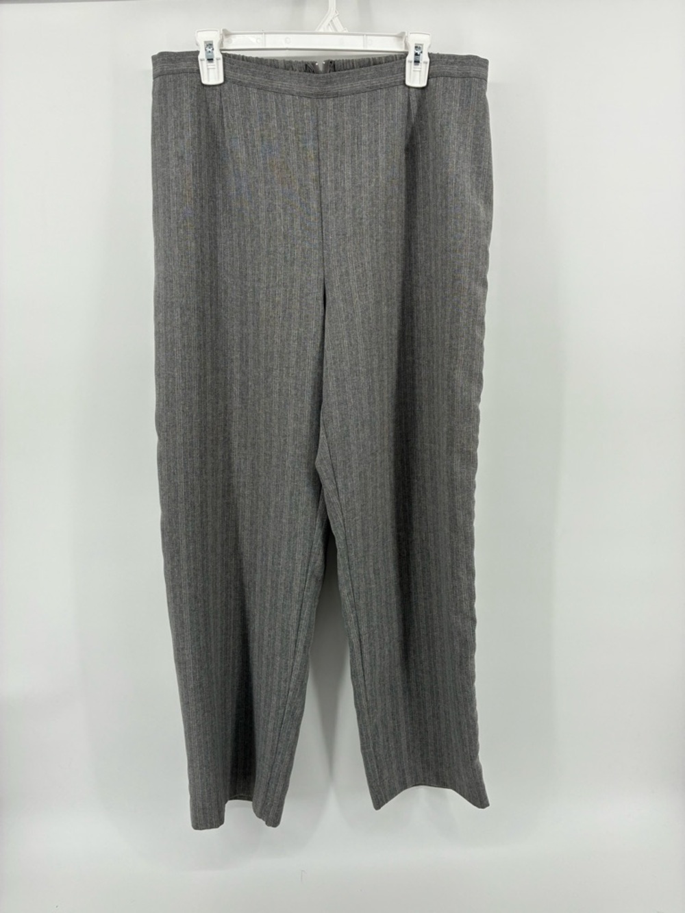 Vintage Gray Pinstripe Women's Trousers Back Zipper Business Casual Feminine